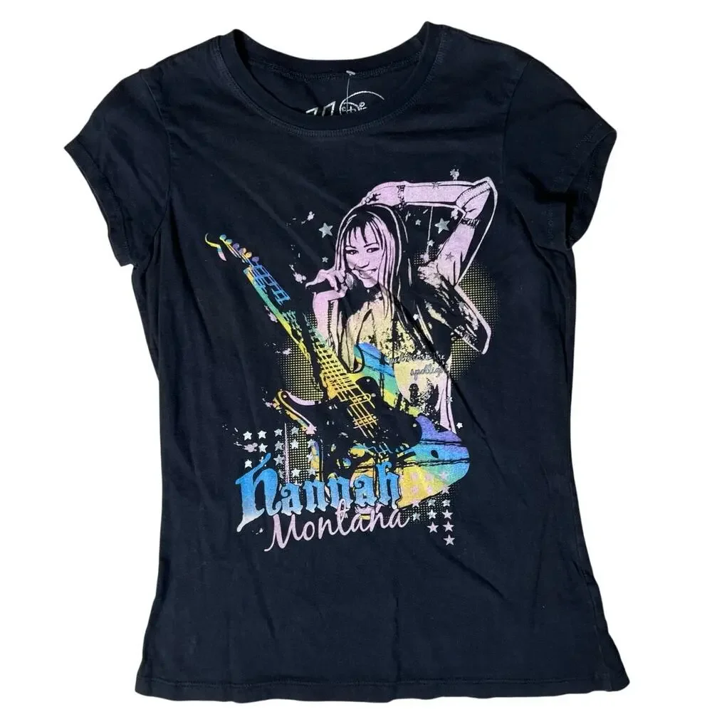 y2k 2000s Hannah Montana Miley Cyrus Disney Graphic Pink T Shirt Large